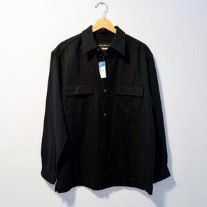 NWT VTG Eddie Bauer 100% Wool Black Utility Shirt S